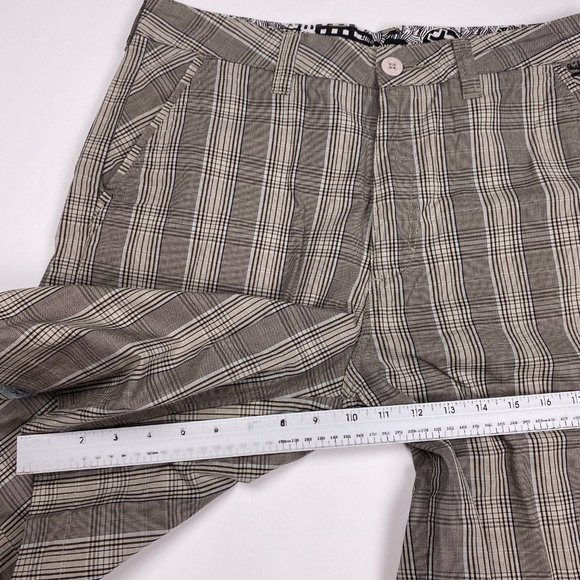 Quiksilver Shorts Mens 32 Cotton Brown Check Plaid Chino Golf Bermuda - Picture 11 of 11